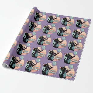 Black Cat Colorful Wrapping Paper