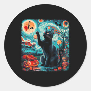Black Cat Comma La Kamala Harris Halloween Starry Classic Round Sticker