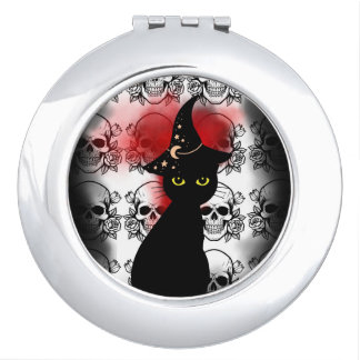 Black cat compact compact mirror