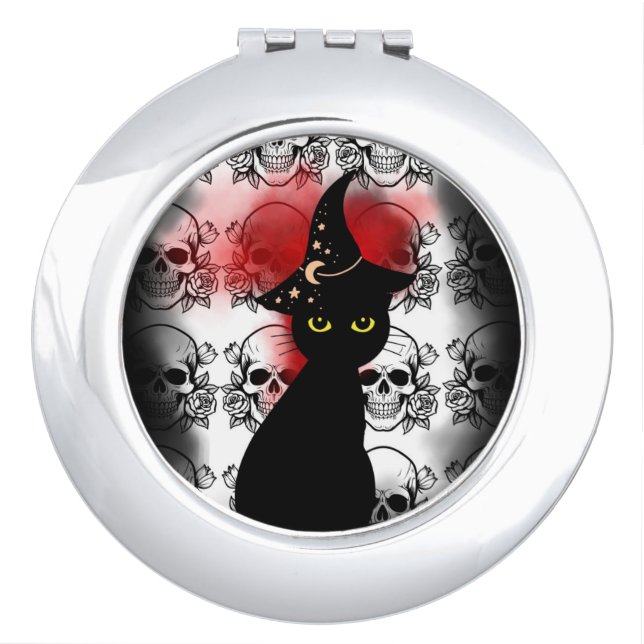 Black cat compact mirror (Front)