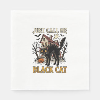Black Cat Costume Haunted House Funny Halloween Sh Napkins