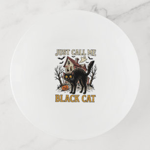 Black Cat Costume Haunted House Funny Halloween Sh Trinket Tray