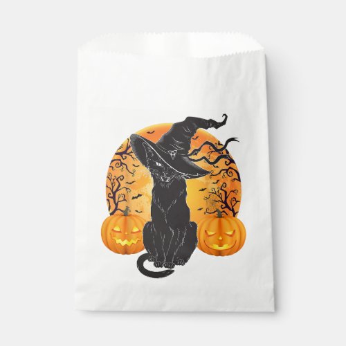 Black Cat Costume Scary Halloween Witch Hat _Moon  Favor Bag