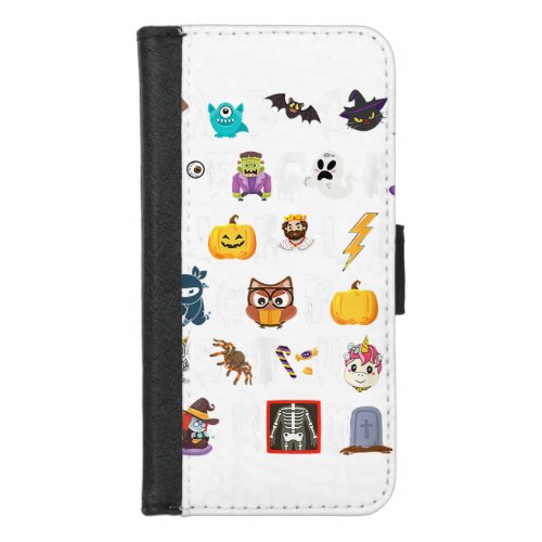 Black Cat Costume Scary Halloween Witch Hat _Moon  iPhone 87 Wallet Case