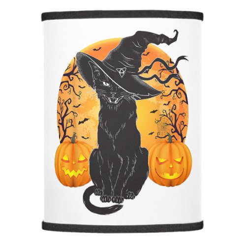 Black Cat Costume Scary Halloween Witch Hat _Moon  Lamp Shade