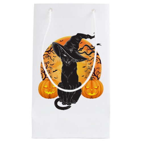 Black Cat Costume Scary Halloween Witch Hat _Moon  Small Gift Bag