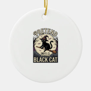 Black Cat Costume Vintage Halloween Witch Cat Shir Ceramic Ornament