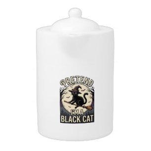 Black Cat Costume Vintage Halloween Witch Cat Shir Teapot