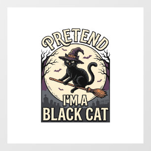 Black Cat Costume Vintage Halloween Witch Cat Shir Window Cling