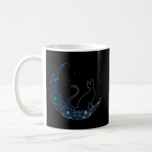 Black Cat Crescent Moon For Cat Fans Coffee Mug