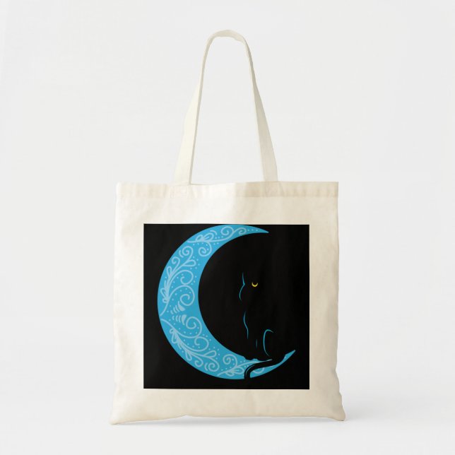 Black Cat Crescent Moon Sailor Mom Hoodie Tote Bag (Front)