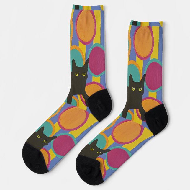 Black Cat Crew Socks (Left)