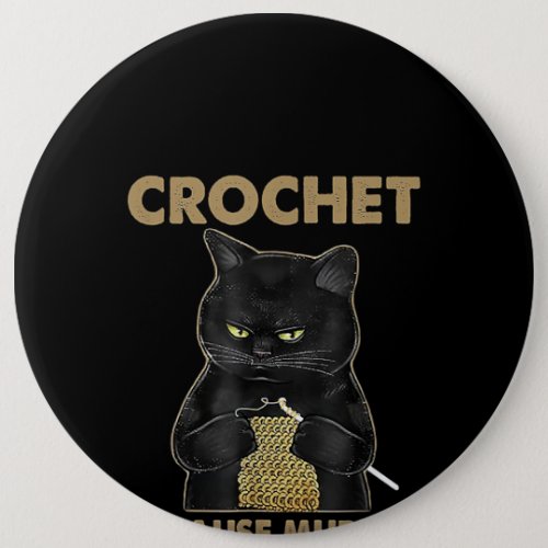 Black Cat Crochet Because Murder Is Wrong Button