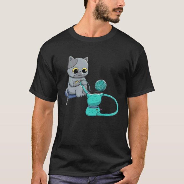 Black Cat Crochet Because Murder Is Wrong Crocheti T-Shirt (Front)