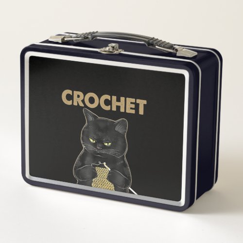 Black Cat Crochet Because Murder Is Wrong Metal Lunch Box