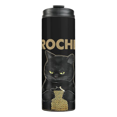 Black Cat Crochet Because Murder Is Wrong Thermal Tumbler
