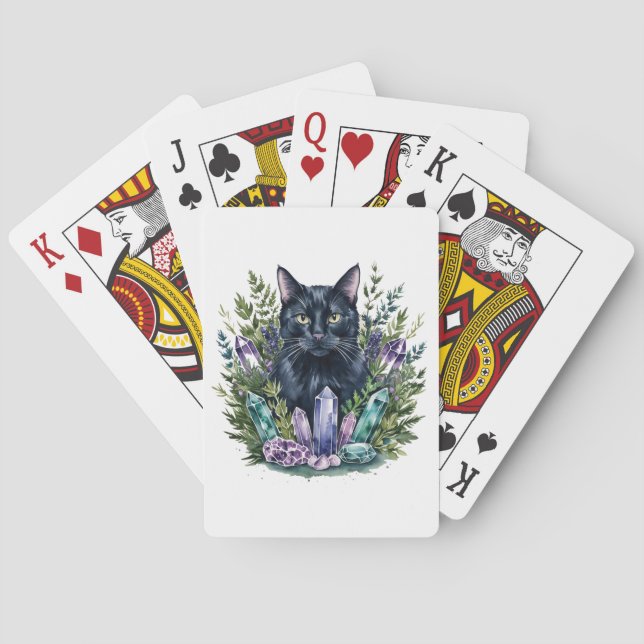 Black Cat Crystals Playing Cards (Back)