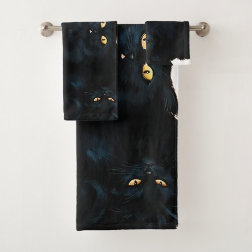 Black Cat Cuddle Bath Towel Set