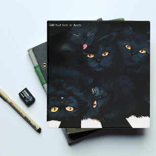 Black Cat Cuddle Pile Felines Cute 3 Ring Binder