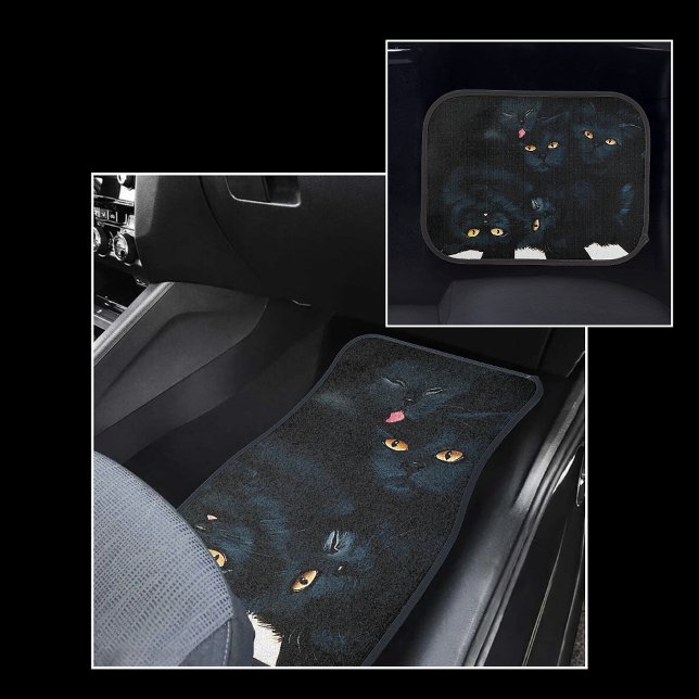 Black Cat Cuddle Pile Felines Cute Car Floor Mat (Creator Uploaded)