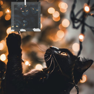 Black Cat Cuddle Pile Felines Cute Glass Ornament