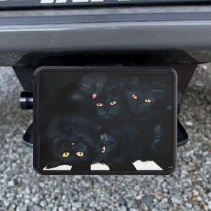 Black Cat Cuddle Pile Felines Cute Hitch Cover