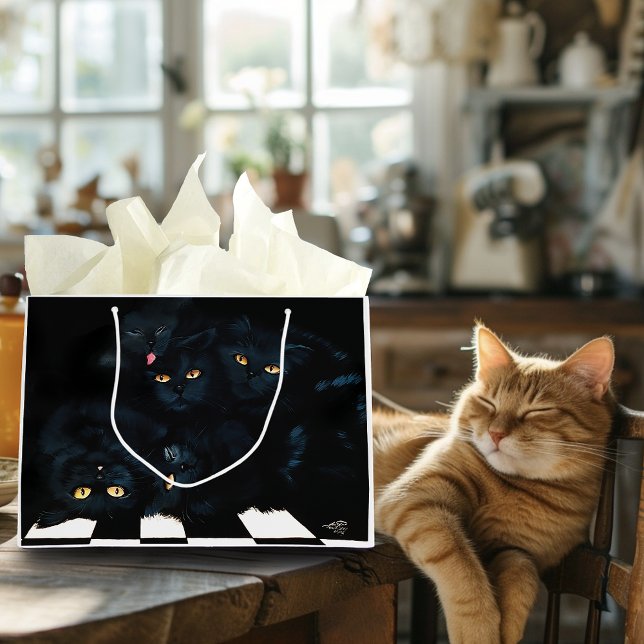 Black Cat Cuddle Pile Felines Cute Large Gift Bag (Creator Uploaded)