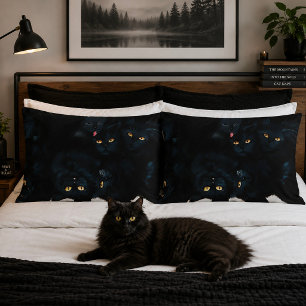 Black Cat Cuddle Pile Felines Cute Pillow Case