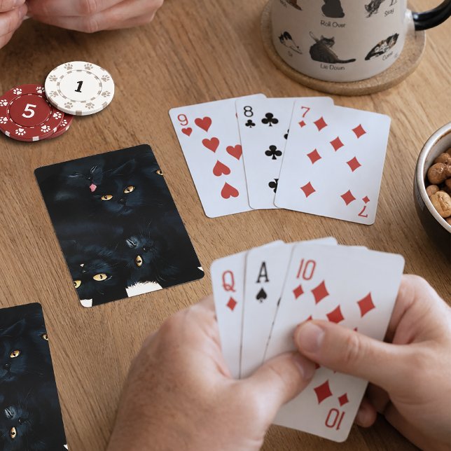 Black Cat Cuddle Pile Felines Cute Poker Cards (Creator Uploaded)