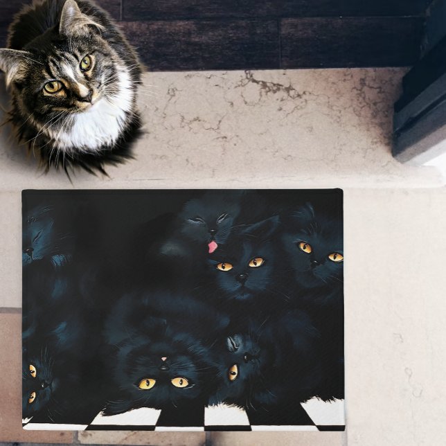 Black Cat Cuddle Pile Felines Doormat (Creator Uploaded)