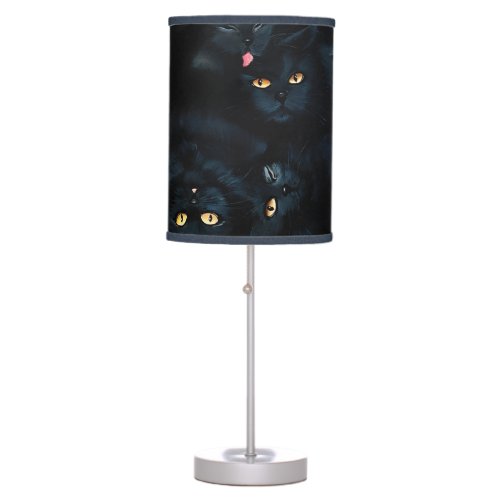 Black Cat Cuddle Table Lamp