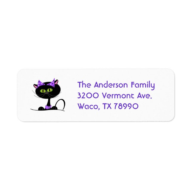 Black Cat Custom Address Label (Front)