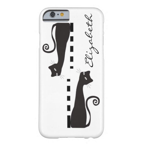 Black Cat Custom Monogram Barely There iPhone 6 Case