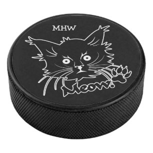Black Cat custom monogram hockey puck