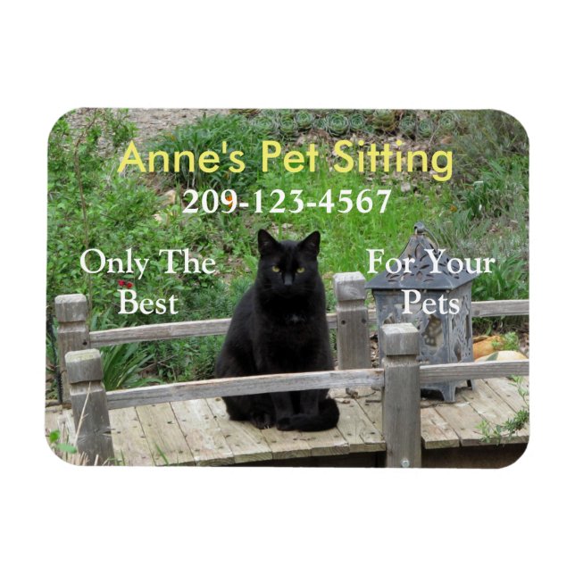 Black Cat Customizable Business Magnet (Horizontal)