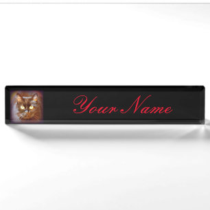 black cat customized desk name plate