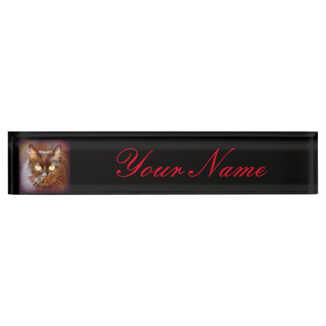 black cat customized desk name plate (Front)