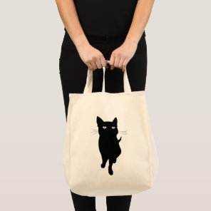 Black cat cute feline tote bag