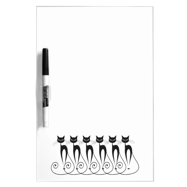 Black cat cute funny triplet Dry-Erase board (Front)