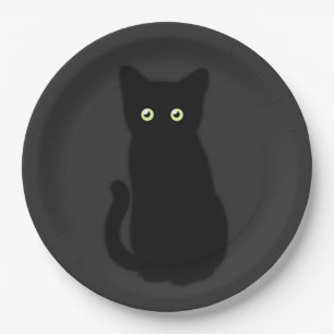 Black cat, cute kitten, spooktacular fun classic  paper plates