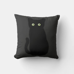 Black cat, cute kitten, spooktacular fun  throw pillow