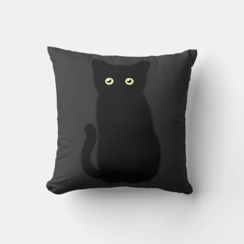 Black cat cute kitten spooktacular fun  throw pillow
