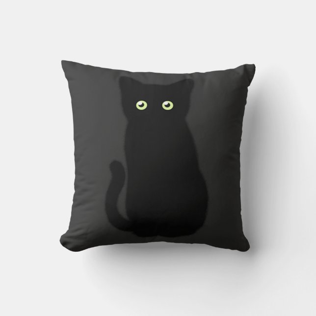 Black cat, cute kitten, spooktacular fun  throw pillow (Front)