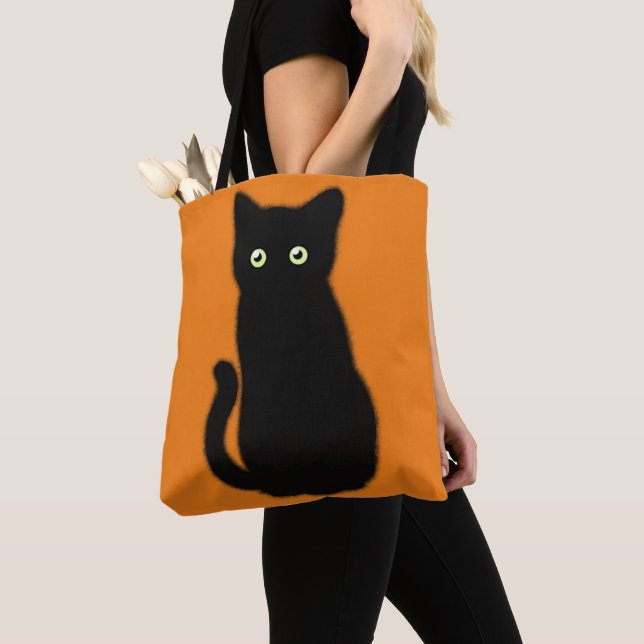Black cat, cute kitten, spooktacular fun  tote bag (Close Up)