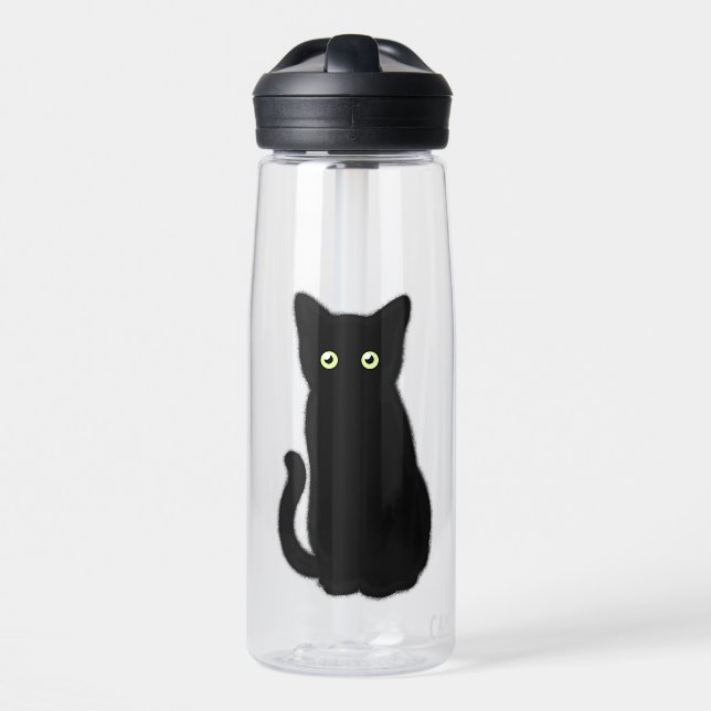 Black cat, cute kitten, spooktacular fun  water bottle (Front)
