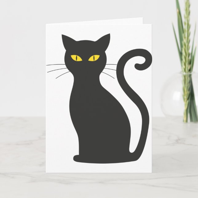 Black Cat Cute Letterpress Thank You Card (Front)