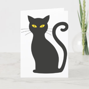 Black Cat Cute Letterpress Thank You Card