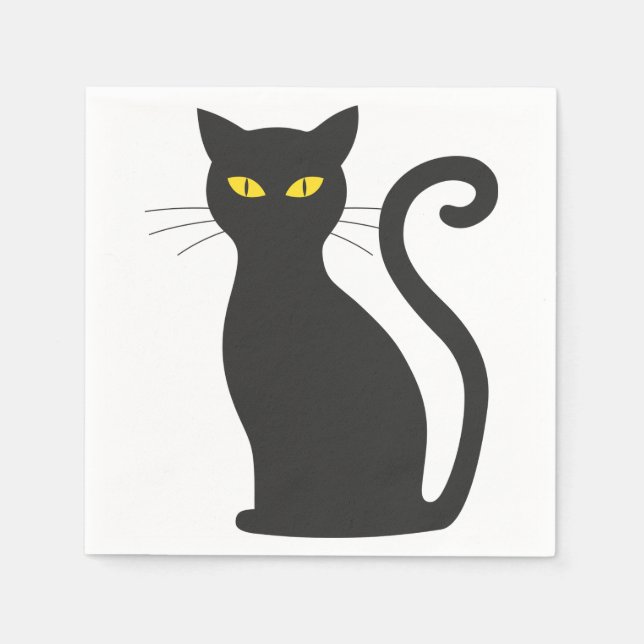 Black Cat Cute Napkins (Front)