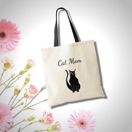 Black Cat Cute Winking Kitty Cartoon  Tote Bag