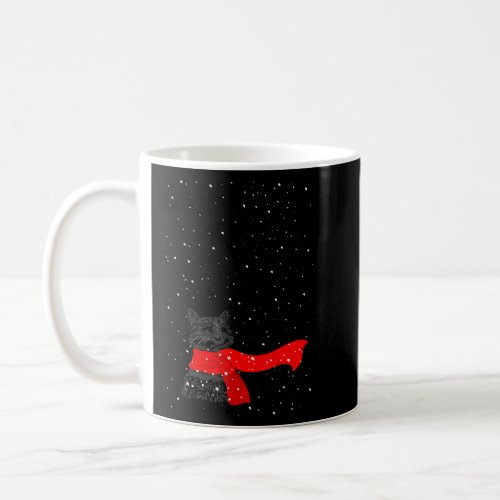 Black Cat Cute With Red Scarf For Christmas And Wi Coffee Mug